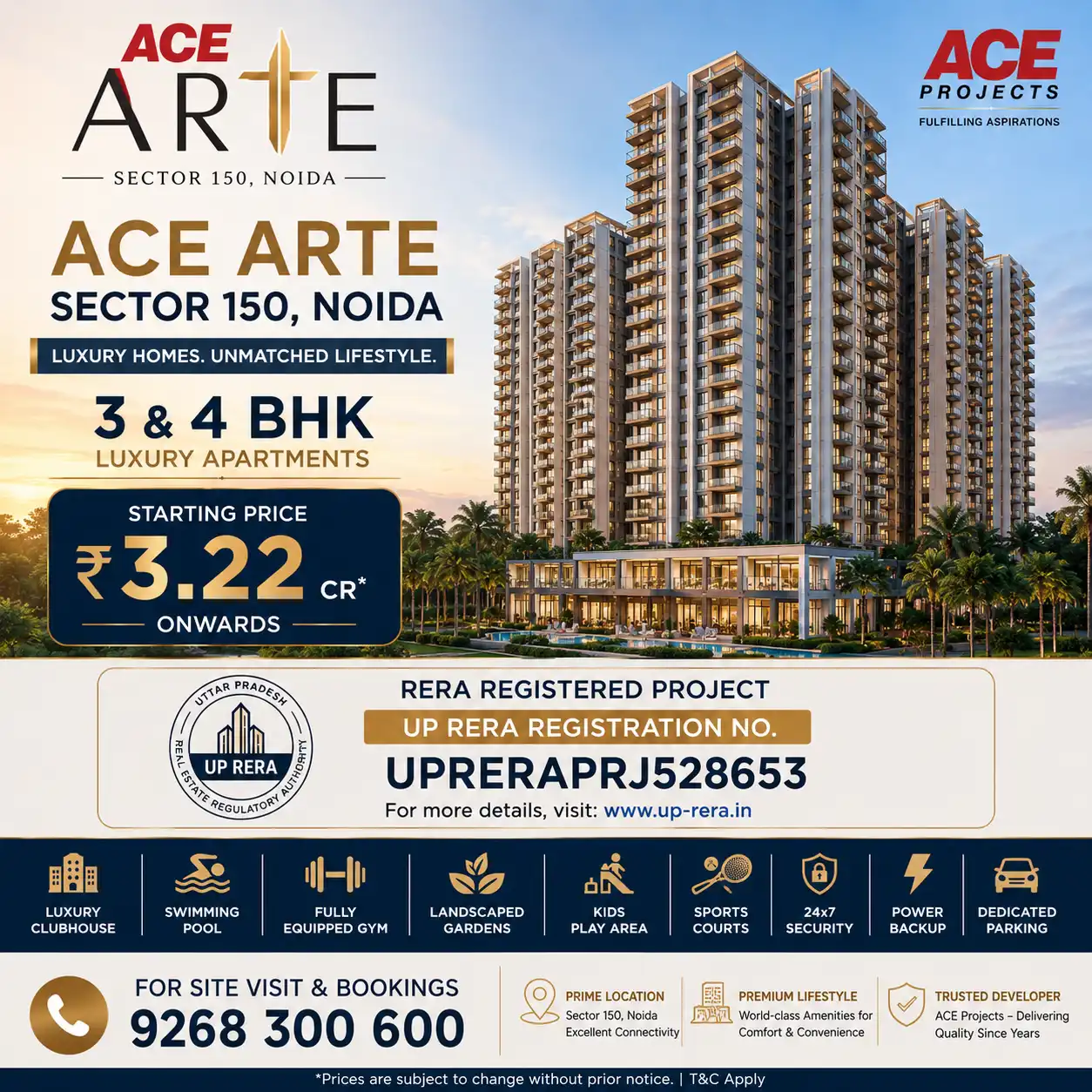 ACE Arte 9268 300 600 Price, RERA No & Premium Luxury Apartments ACE Arte Noida