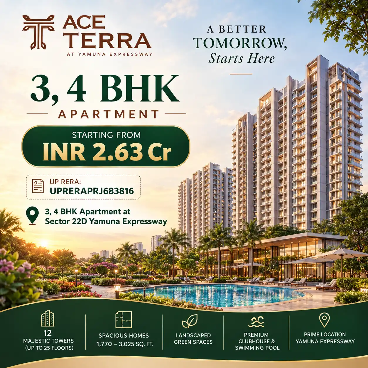 ACE Terra – Premium 3 & 4 BHK Homes Starting at ₹2.63 Cr ACE Terra