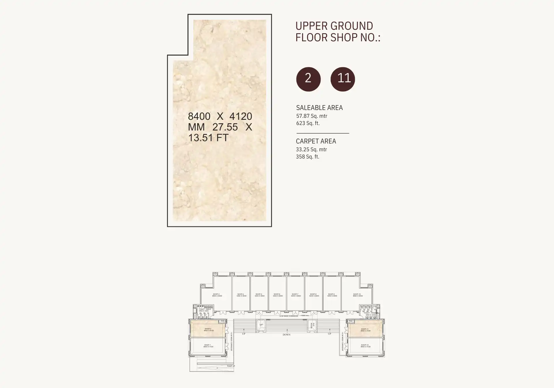 ATS Destinaire Sopping Arcade Retail Shops 623 Sq.Ft.