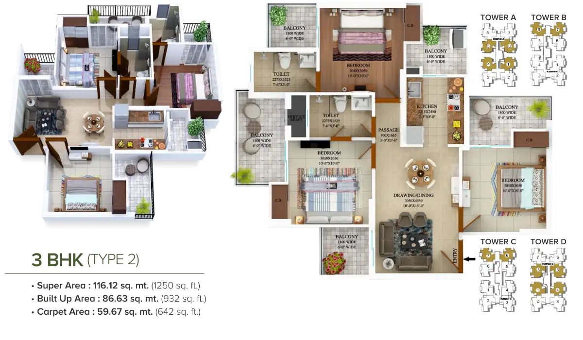 Civitech Strings 3 BHK  - 1275 Sq.Ft.