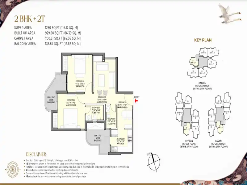 Eldeco Echoes of Eden 2 BHK - 1250 Sq. Ft.