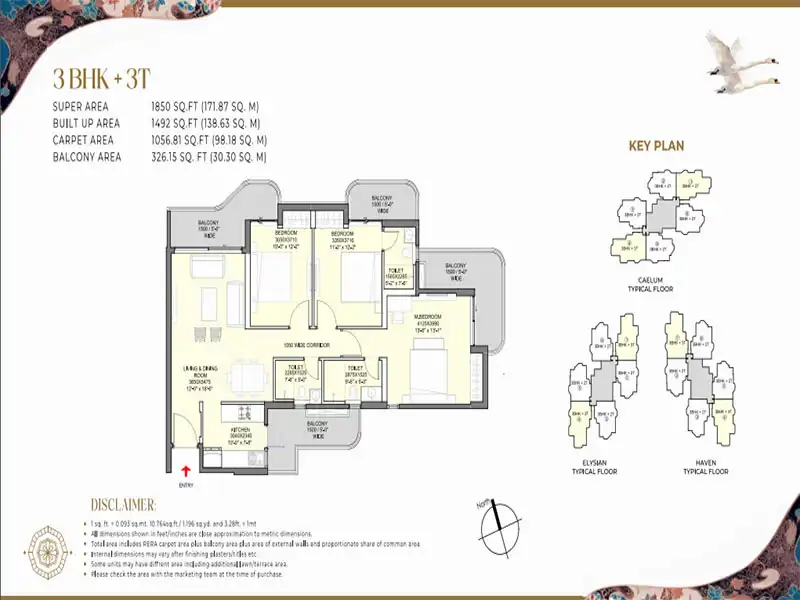 Eldeco Echoes of Eden 3 BHK+3T - 1850 Sq.Ft.