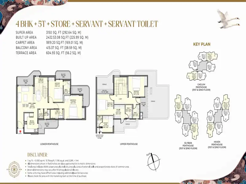 Eldeco Echoes of Eden 4 BHK + Servant - 3150 Sq.Ft.