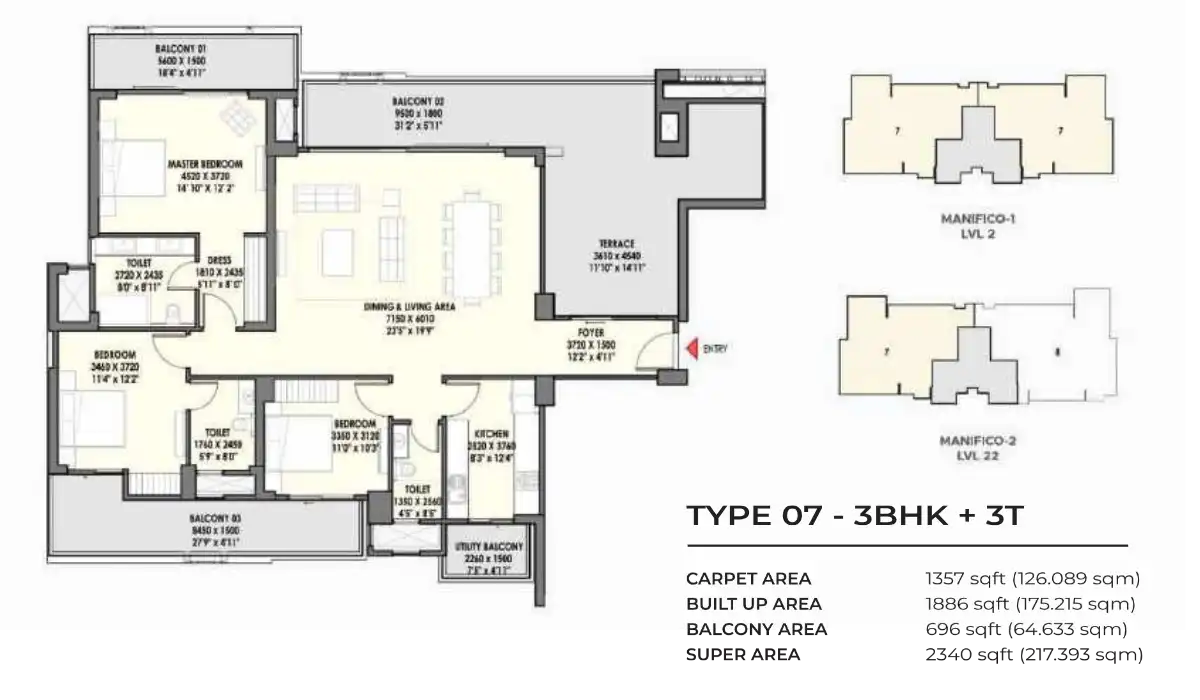 Eldeco La Vida Bella 3 BHK - 2340 Sq.Ft.