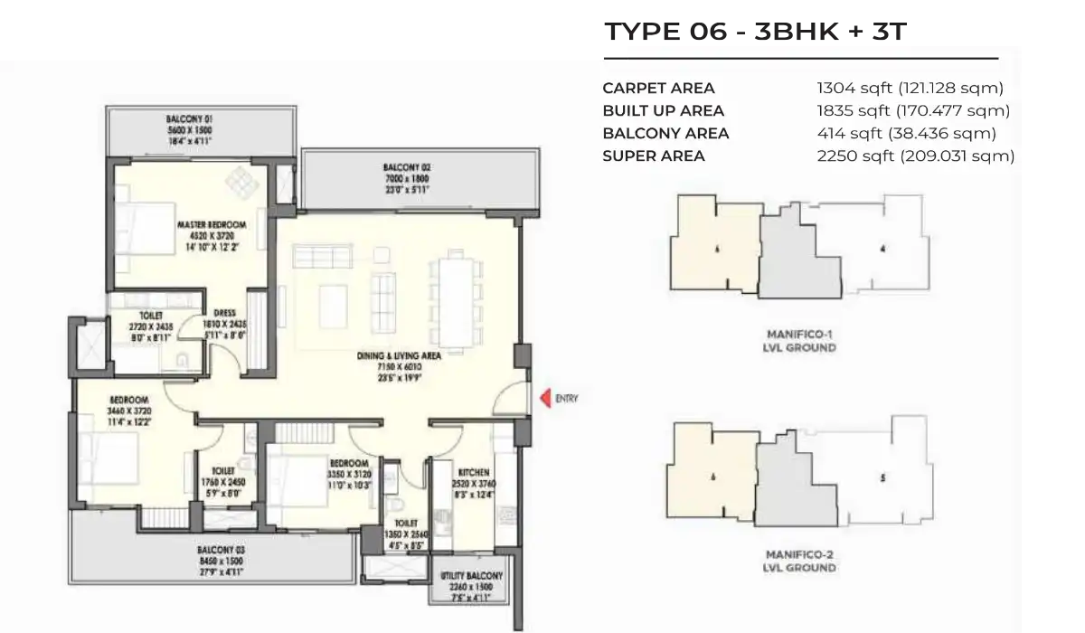 Eldeco La Vida Bella 3 BHK  - 2250 Sq.Ft.