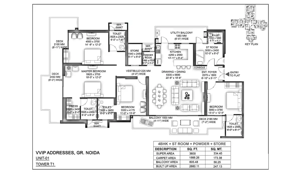 VVIP Addresses 4 BHK + ST Room + Powder + Store