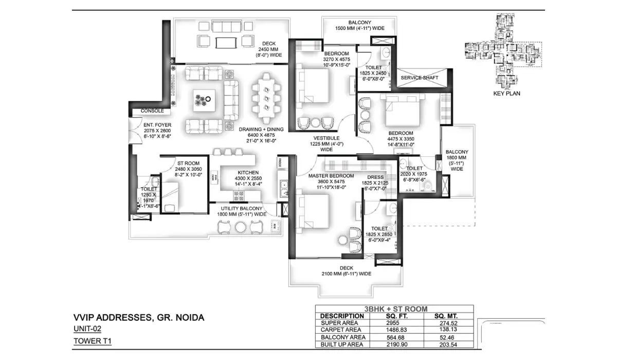 VVIP Addresses 3 BHK + ST Room