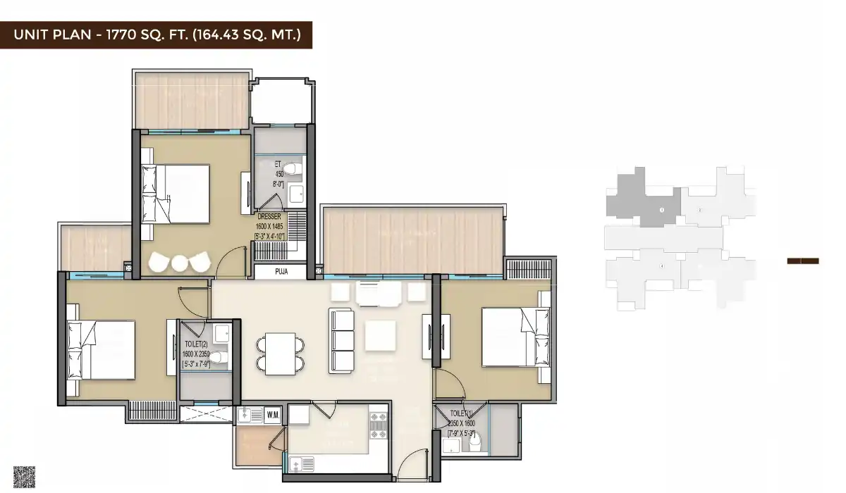 ACE TERRA 3 BHK+3T+Store - 1770 Sq.Ft.