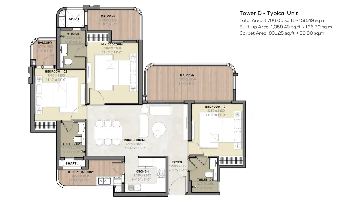 Arihant Seasons 3 BHK+3T - 1706 Sq.Ft. Arihant Seasons 3 BHK+3T - 1706 Sq.Ft.
